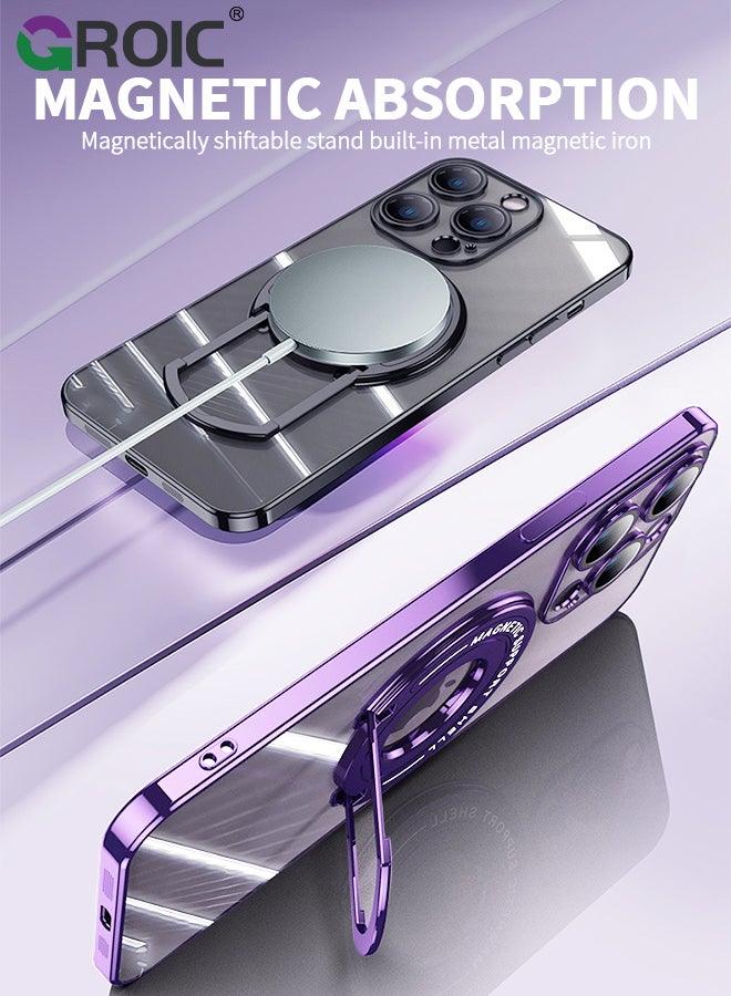 GROIC Case for iPhone 15 Plus 6.7 Inch Case with HD Tempered Glass Film, Invisibility Magnetic Ring Holder Kickstand, Ring Stand Magnetic Shockproof Phone Case for Phone Compatible with Magsafe - Image 3