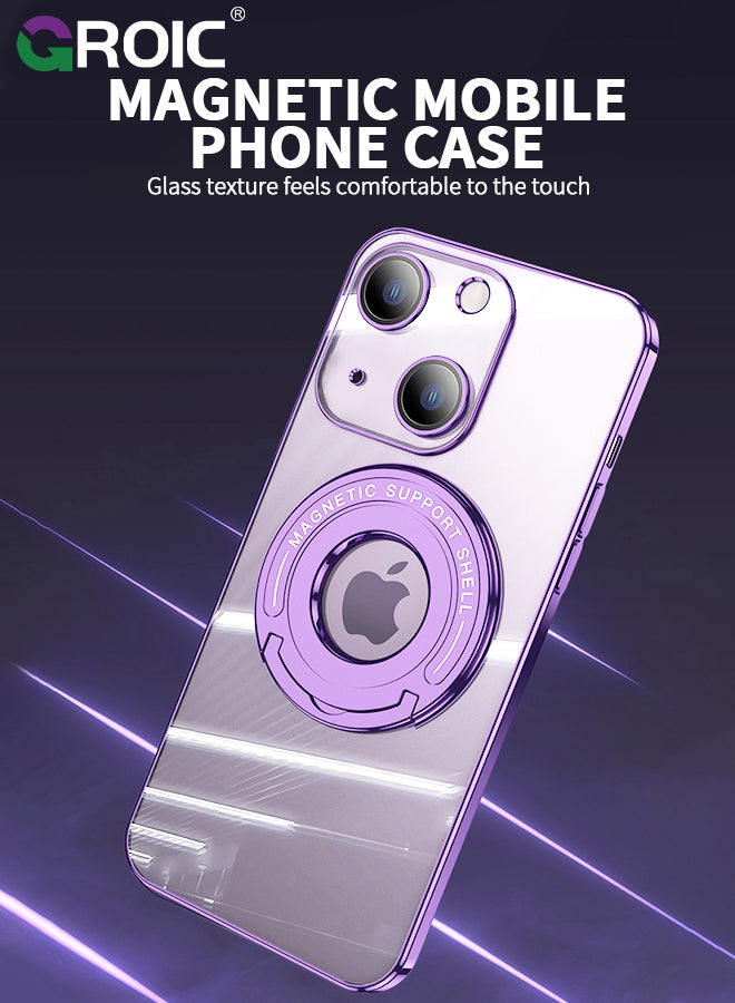 GROIC Case for iPhone 15 Plus 6.7 Inch Case with HD Tempered Glass Film, Invisibility Magnetic Ring Holder Kickstand, Ring Stand Magnetic Shockproof Phone Case for Phone Compatible with Magsafe - Image 2