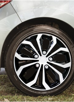 EMTC Pack of 4 EM-3138 Taiwan Wheel Cover | 13" Inch | Silver Black Universal Nested Style  - Image 3