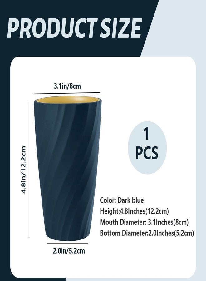 Roucerlin Unbreakable Bathroom Tumbler Cup, Reusable Toothbrush Cup, Toothbrush Holder Organizer, Portable Mouthwash, Dental Rinsing, Multi-Functional Gargling Drinking for Home Travel (Navy Blue) - Image 2