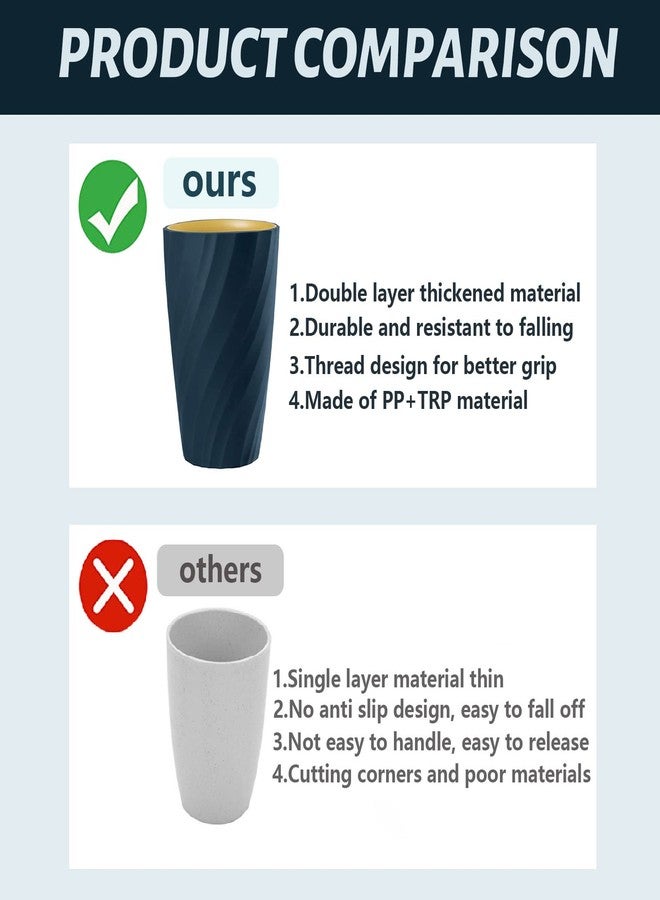Roucerlin Unbreakable Bathroom Tumbler Cup, Reusable Toothbrush Cup, Toothbrush Holder Organizer, Portable Mouthwash, Dental Rinsing, Multi-Functional Gargling Drinking for Home Travel (Navy Blue) - Image 5