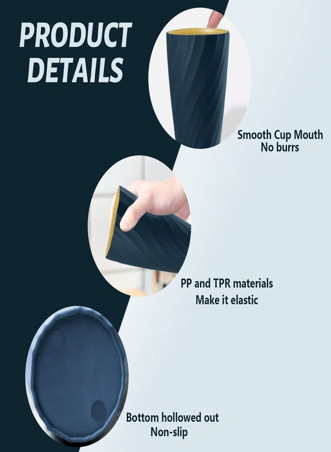 Roucerlin Unbreakable Bathroom Tumbler Cup, Reusable Toothbrush Cup, Toothbrush Holder Organizer, Portable Mouthwash, Dental Rinsing, Multi-Functional Gargling Drinking for Home Travel (Navy Blue) - Image 3