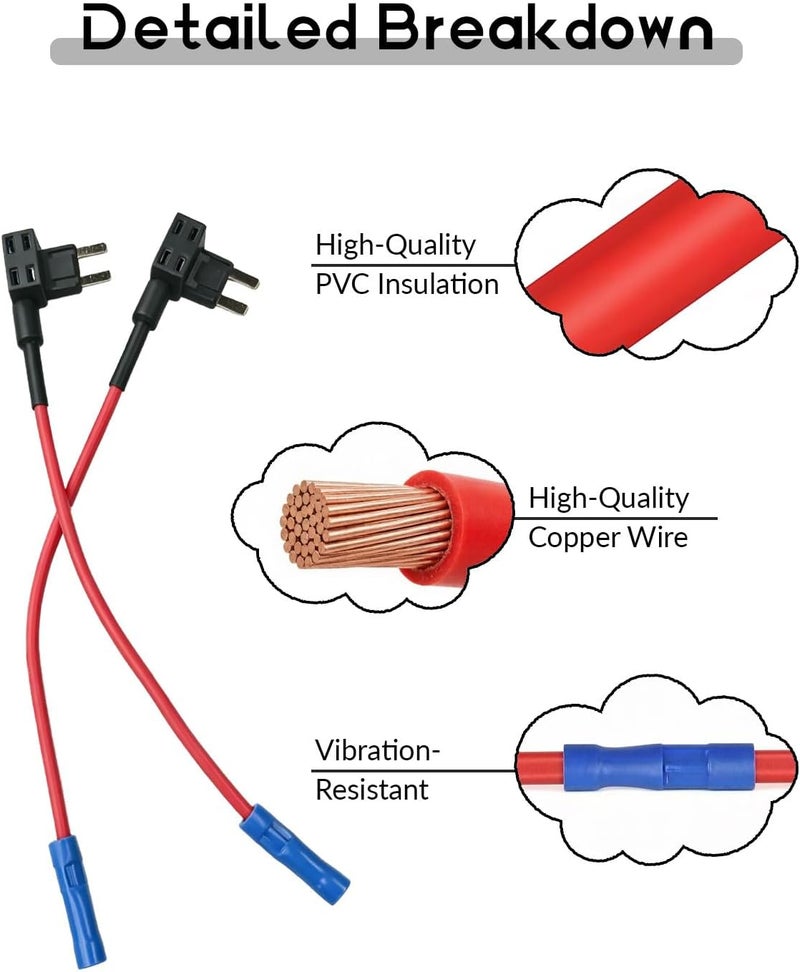 JABINCO 2 Pack 12V Car Add-a-Circuit Fuse TAP Adapter ford car Blade Fuse Holder - Image 3