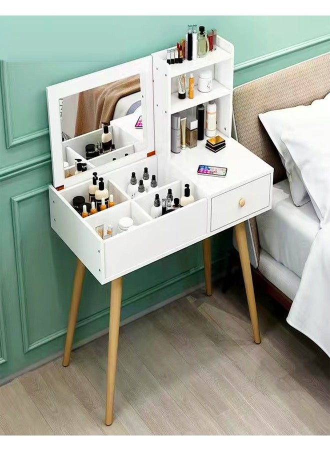 Raffine Multifunction Modern Upgraded Design One Drawer Vanity Makeup Glass Mirror Dressings Storage 15 mm Thickness Wood Sheet Table 80 x 40 x 111 cm - Image 3