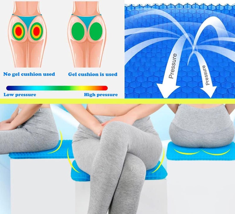 Renyqatt Gel Seat Cushionwith NonSlip Cover165inch Double Thick Office Chair Seat CushionBreathable Honeycomb Pain Relief Sciatica Egg Crate Cushion for Office Chair Car Wheelchair - Image 4