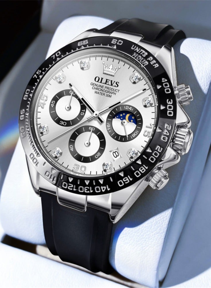 OLEVS Luxury Men Watch Quartz Man Watches Waterproof Luminous Top Brand Watch for Men Diamond Moon Phase Analog Quartz Male Wrist Watches for Men Waterproof Luminous - Image 1