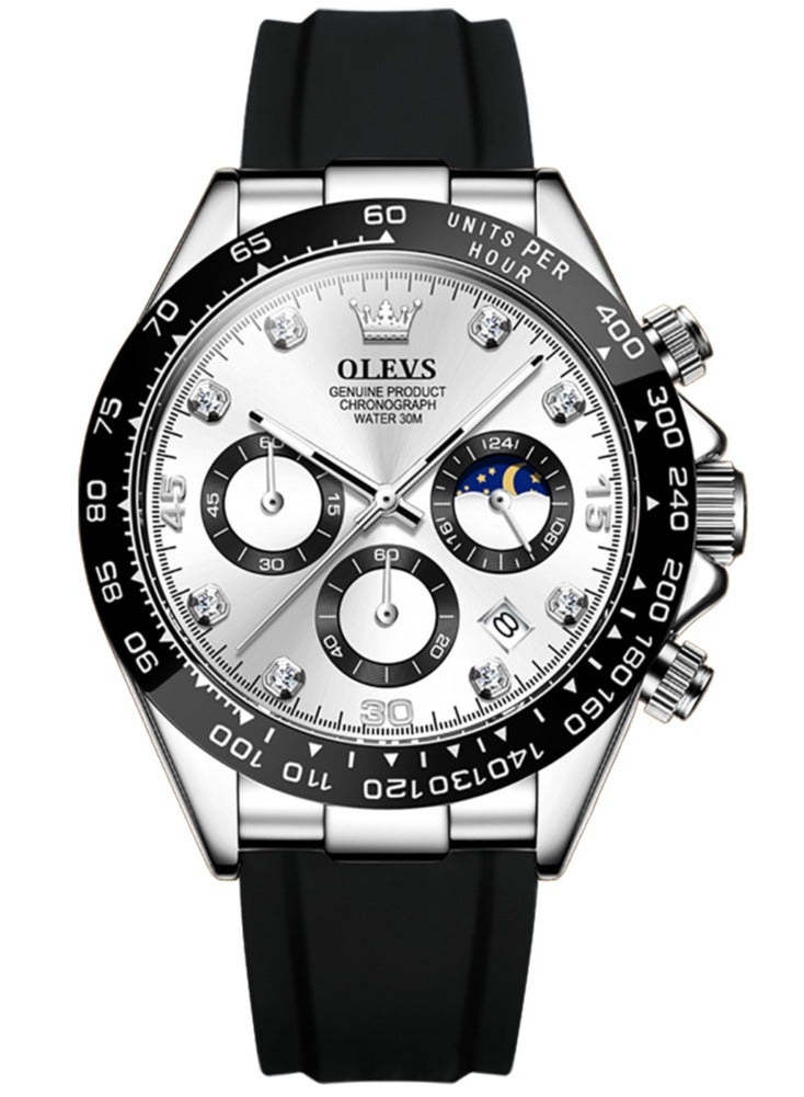 OLEVS Luxury Men Watch Quartz Man Watches Waterproof Luminous Top Brand Watch for Men Diamond Moon Phase Analog Quartz Male Wrist Watches for Men Waterproof Luminous - Image 2