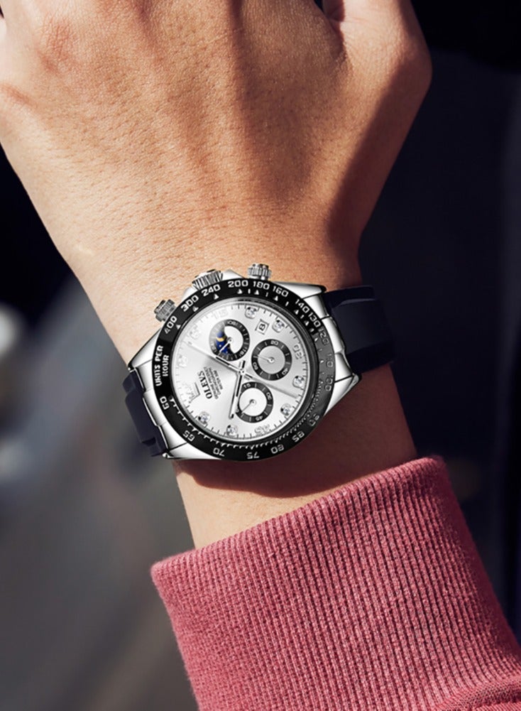 OLEVS Luxury Men Watch Quartz Man Watches Waterproof Luminous Top Brand Watch for Men Diamond Moon Phase Analog Quartz Male Wrist Watches for Men Waterproof Luminous - Image 3