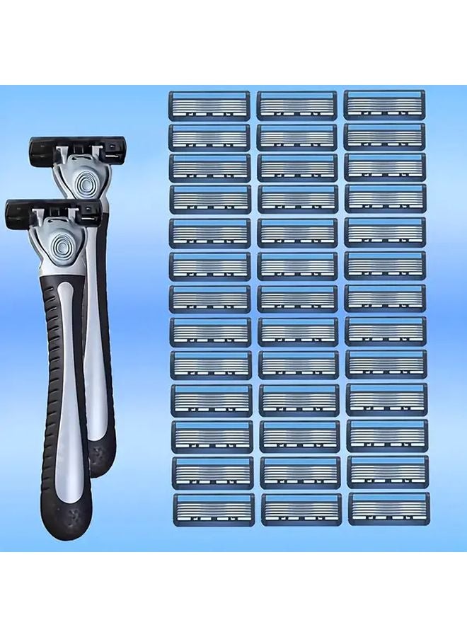 Generic Men Safety Razor Set 2 Handles 24 Blades Stainless Steel Manual ...