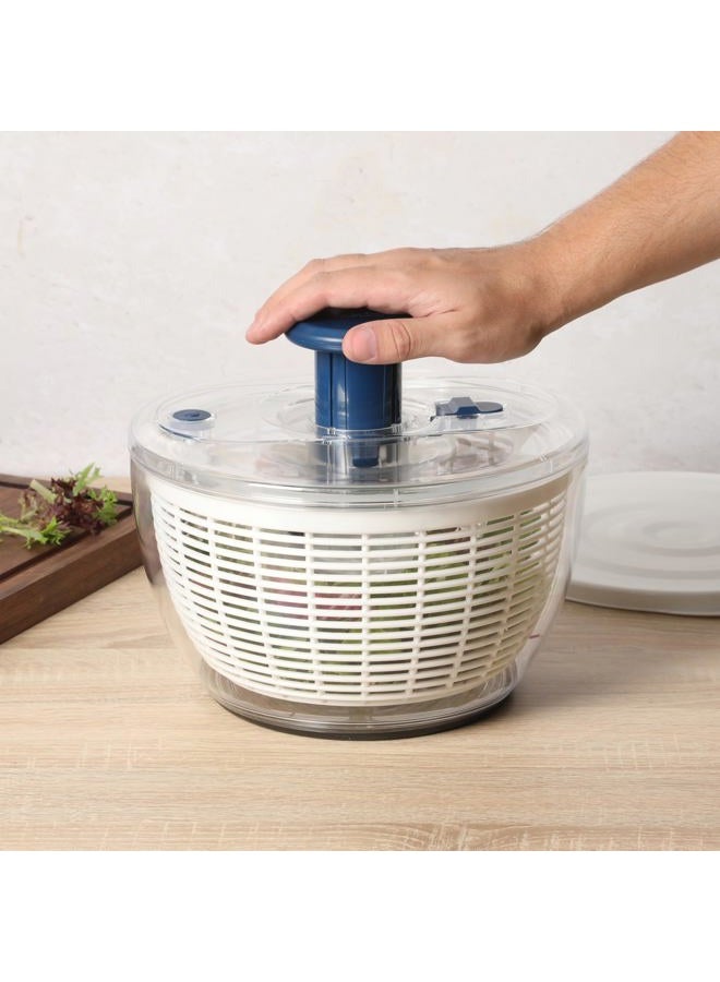 Sur La Table Kitchen Essential 6.3 Qt Salad Spinner, Fruit Wahser, Fruit Washing Bowl with Strainer, Vegertable Cleaner, Salad Cleaner, Lettuce Washer - Navy Blue - Image 3