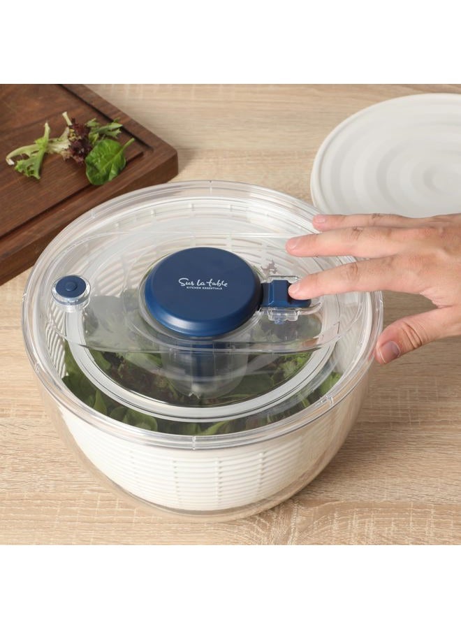Sur La Table Kitchen Essential 6.3 Qt Salad Spinner, Fruit Wahser, Fruit Washing Bowl with Strainer, Vegertable Cleaner, Salad Cleaner, Lettuce Washer - Navy Blue - Image 2