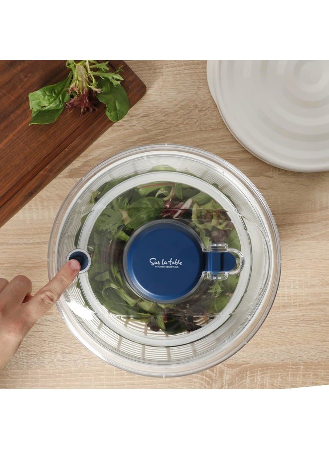 Sur La Table Kitchen Essential 6.3 Qt Salad Spinner, Fruit Wahser, Fruit Washing Bowl with Strainer, Vegertable Cleaner, Salad Cleaner, Lettuce Washer - Navy Blue - Image 4