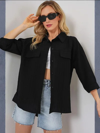 BIG DART BDART Textured Crepe Shirt with Pocket