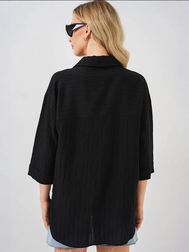 BIG DART BDART Textured Crepe Shirt with Pocket