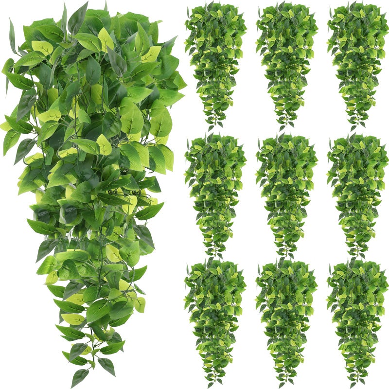 Hoteam 12 Pcs Artificial Hanging Plants Fake Ivy Vines with Fake Leaves Patio Artificial Plants Greenery for Living Room Indoor Outdoor House Wall No Basket Beauty