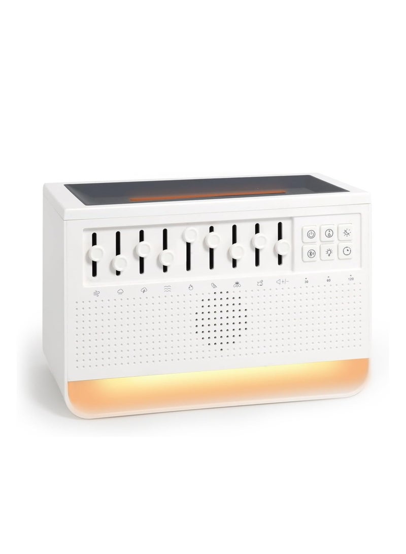 White Noise Machine with Flame Simulated Aroma Diffuser, Humidifier, Night Light, Bluetooth and Timed Shutdown, 4-in-1  - Image 1