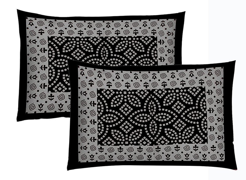 PURE COMFORT 100% Cotton Rajasthani Printed Super King Size Bedsheets with 2 Pillow Covers, King, Grey - Image 3