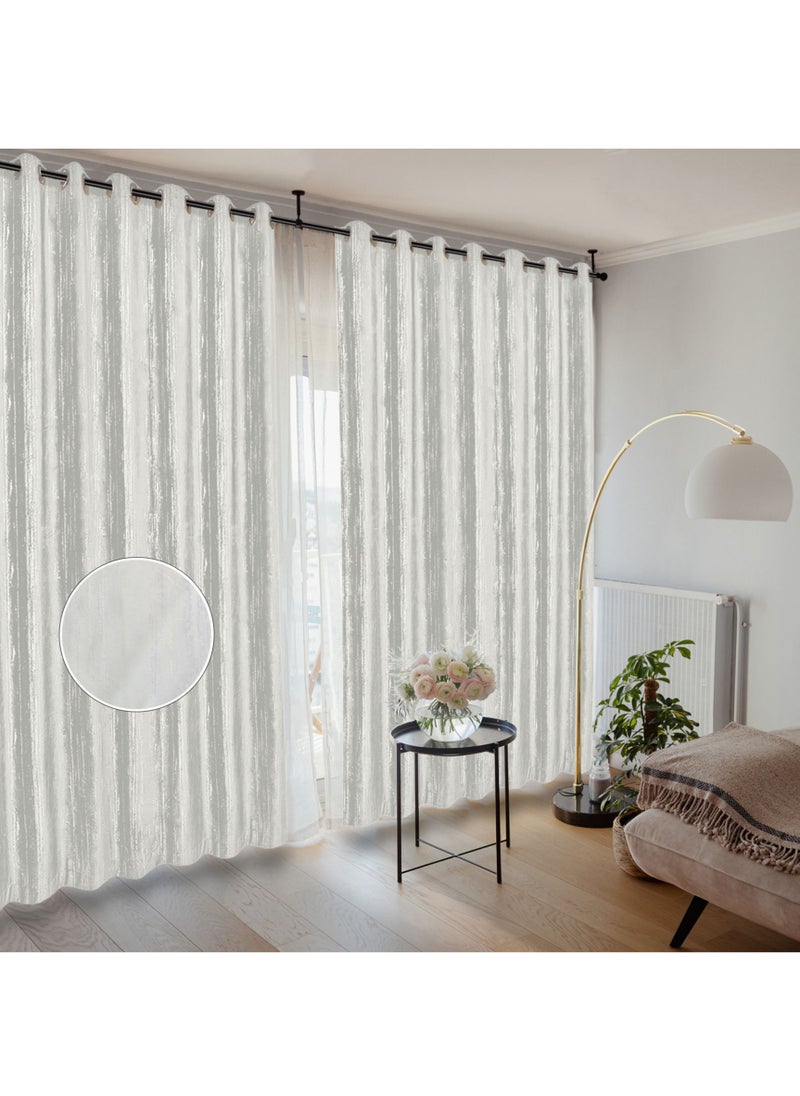 Black kee - 2 piece 100% Blackout Velvet Curtains Full Shading with Grey and Golden Pattern on top Sound and Heat Insulation Anti-sticking UV Protection - Image 1