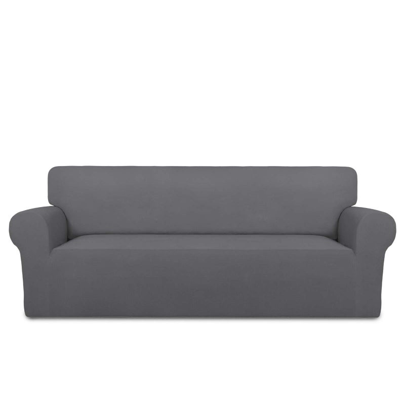 PureFit Super Stretch Sofa Slipcover  Spandex Non Slip Soft Couch Sofa Cover Washable Furniture Protector with Non Skid Foam and Elastic Bottom for Kids Pets Sofa Gray