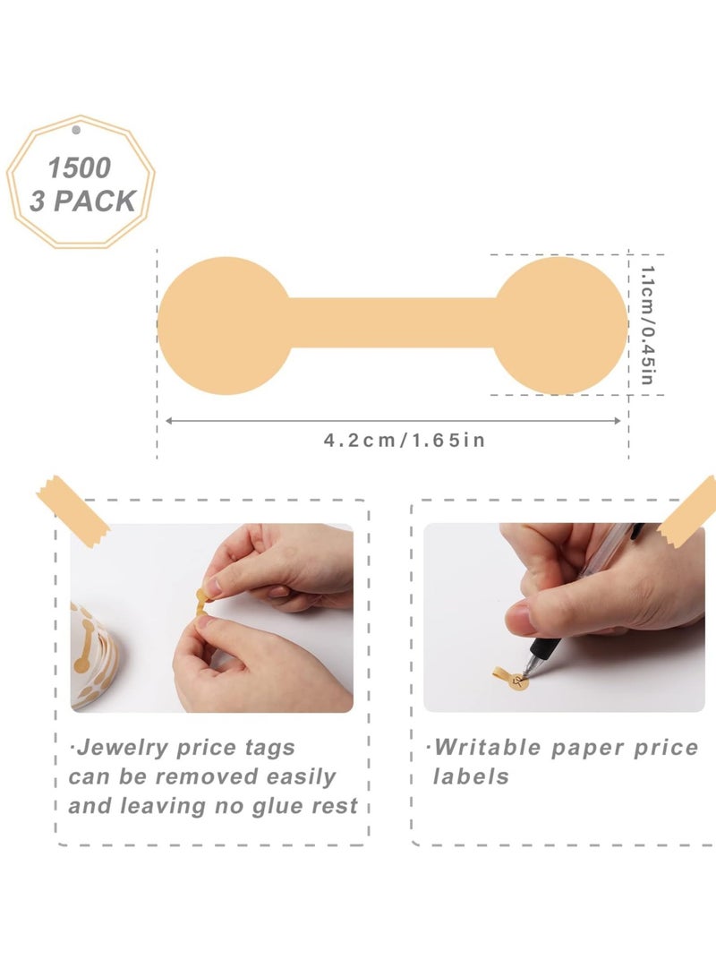 Bukela Jewelry Tags Blank, 1500 pcs Barbell Jewelry Price Tags, Self Adhesive Blank Price Indentification Tags, Jewelry Price Tags Stickers Labels Suitable for Bracelet, Ring, Clothing Display  - Image 2