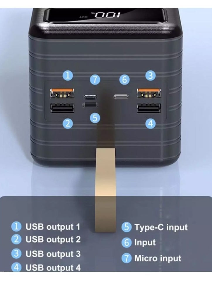 ELTRAZONE - Portable Power Bank 70000mAh External Battery Charger with Built-In Cable, High Capacity Charging Bank for Smartphones, Tablets, Laptops & USB Devices, Fast Charging, Dual Output, LED Display, Compact Design for Travel and Emergency Use - Image 1