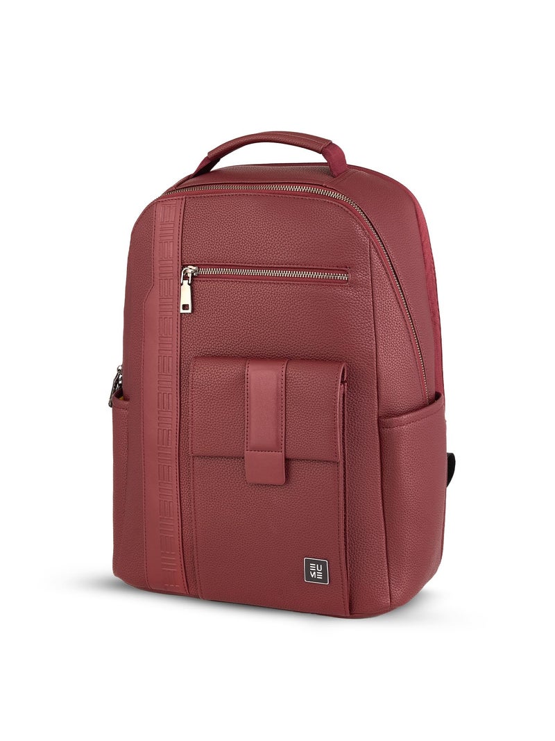 EUME Nexa Backpack Bag for Man, Carmine Red | 2 Large Compartment Office Laptop Backpack | Fits Up to 15.6" Laptop | Vegan Leather | Travel Bag | Laptop Backpack for Men and Women - Image 1