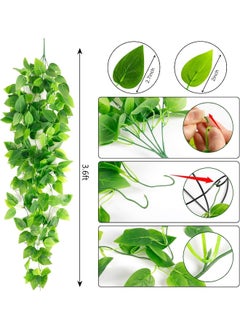Generic Ageomet 3pcs Artificial Hanging Plants, 3.6ft Fake Ivy Vine for Wall House Room Indoor Outdoor Decoration (No Baskets)  - Image 2