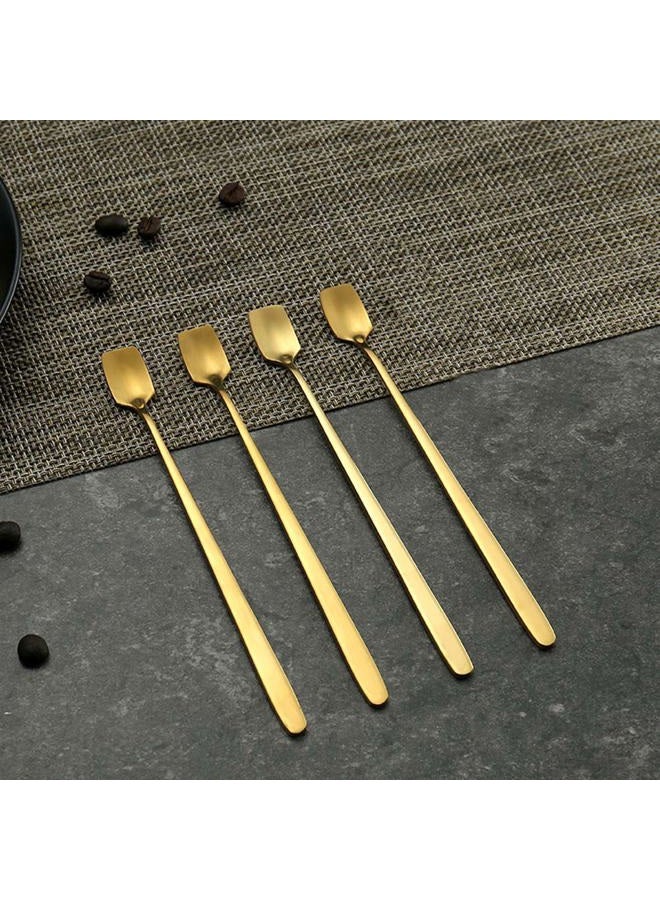 ACKLLR 8 Pack Gold Plated Stainless Steel Espresso Spoons and Long Handle Stirring Spoon, Mini Teaspoon Set for Coffee Sugar Dessert Cake Ice Cream Soup Antipasto Cappuccino Cocktail, 5.1/5.9 Inch - Image 3