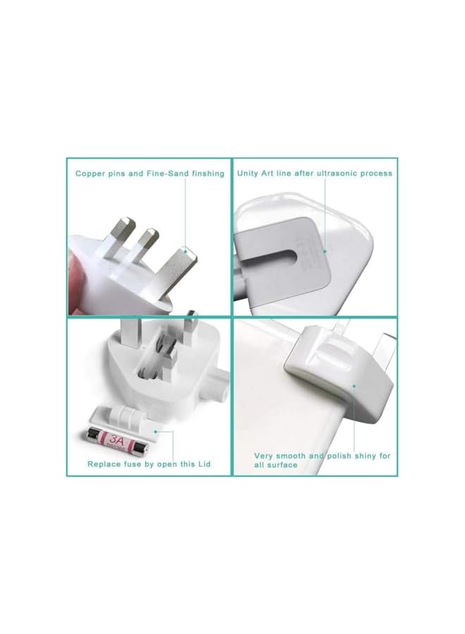 PROMASS promass 2pack 3-Pin UK Plug Duck head Power Adapter with Fuse for MacBook iPhone/iPod Charger Mag-Safe and Mag-Safe 2 AC Power Adapter  - Image 3