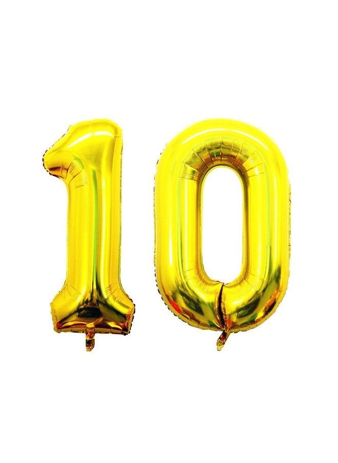 GOER Number 10 Balloons For 10Th Birthday Party Decorations,42 Inch Jumbo Foil Helium Balloons For 10Th Anniversary (Gold)  - Image 1