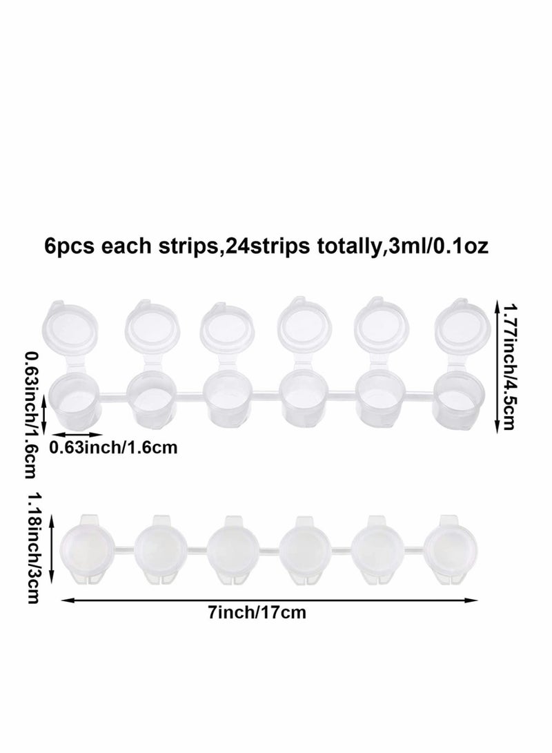 Excefore 24 Strips Empty Paint Strips Paint Cup Pots Clear Storage Containers Painting Arts Crafts Supplies, 144 Pots in Total (3 ml/ 0.1 oz) - Image 3
