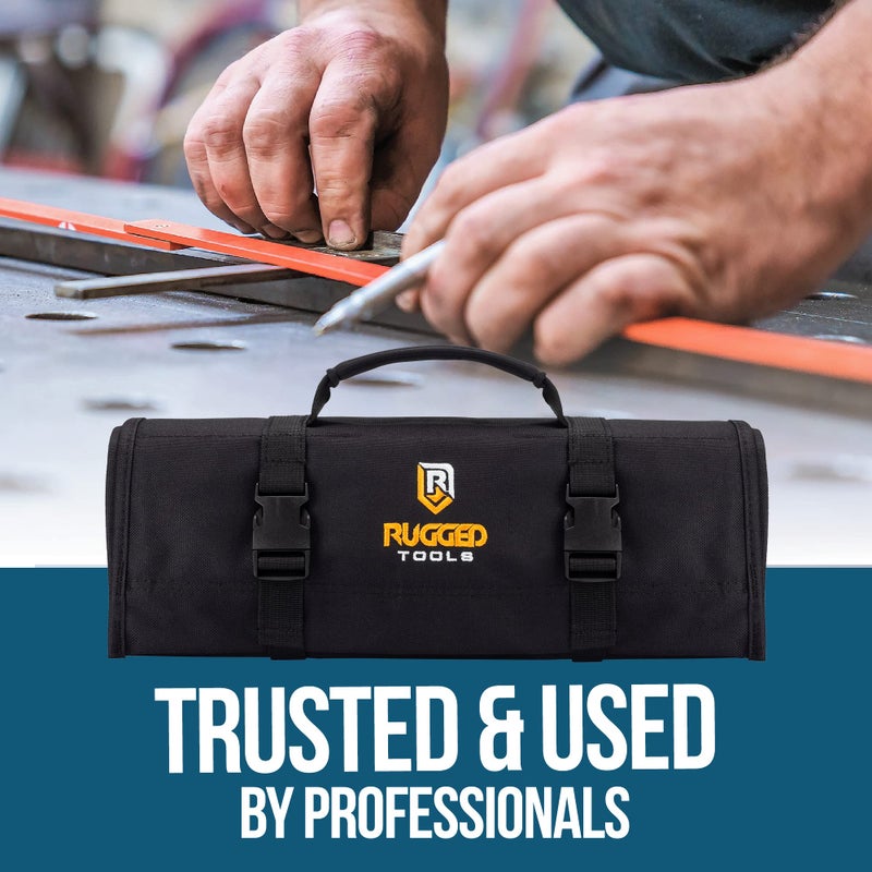 Rugged Tools 32 Pocket Tool Roll Organizer - Wrench & Pouch Includes Pouches for 10 Sockets Up Bag Electrician, HVAC, Plumber, Carpenter or Mechanic from Rugged - Image 5