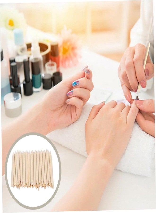 نيل ويند ١٠٠ قطعة من أعواد خشبية برتقالية اللون، أداة دفع الجلد الميت ذات طرفين، أدوات تزيين الأظافر (مانيكير وباديكير) - Image 3