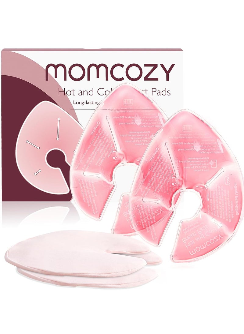 Momcozy حزم علاج الثدي الأكبر، وسادات ثدي ساخنة وباردة مع 2 غلاف ناعم، أساسيات الرضاعة لتخفيف انسداد القنوات، ألم الحلمة، الاحتقان، 2 حزمة - Image 1