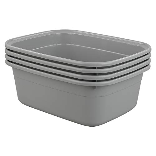 Teyyvn Plastic 14 Quart Dish Pan, Pack for 4 Plastic Rectangular Wash Basin - Image 1