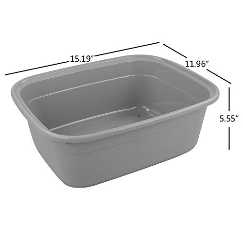 Teyyvn Plastic 14 Quart Dish Pan, Pack for 4 Plastic Rectangular Wash Basin - Image 4