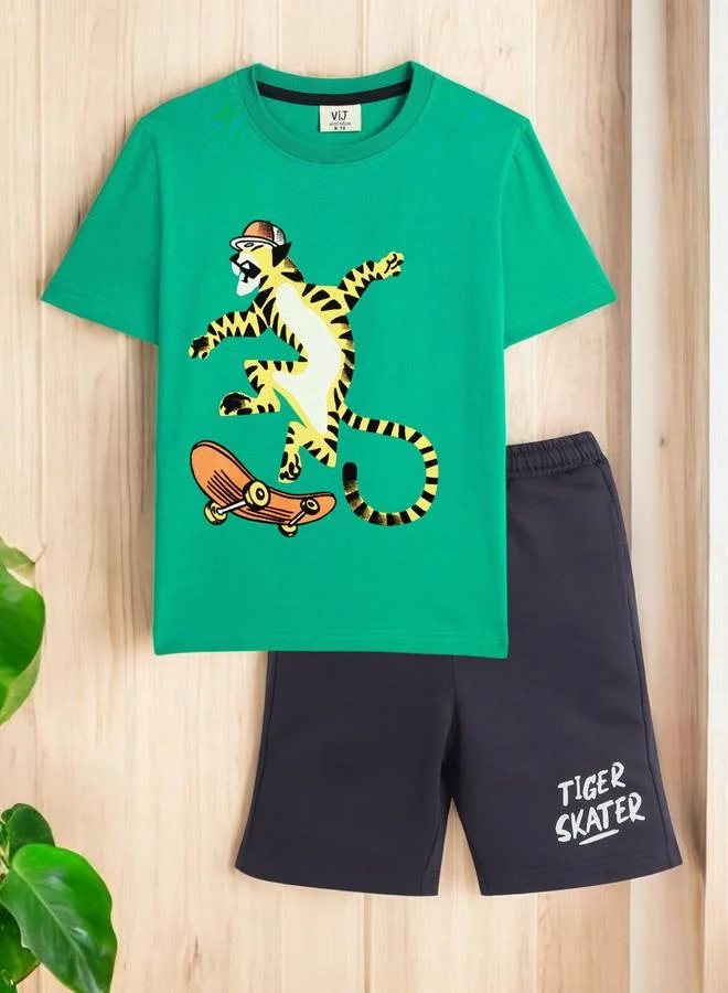 victor and jane Victor And Jane Boys Tiger Graphic T-Shirt and Shorts Set