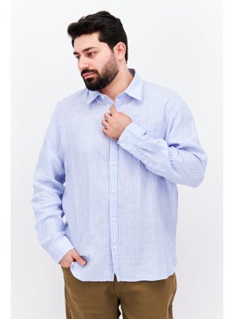 Men Regular Fit Stripe Long Sleeves Casual Shirt, Blue