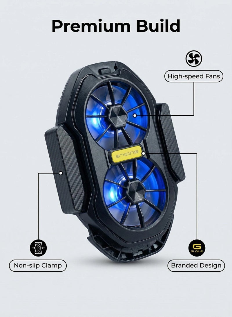 Guqile Wireless Dual Fan Phone Heat Dissipator, RGB Blue Light, 600mAh Rechargeable Battery Non-Slip Mobile Radiator Fan For Gaming Heat Dissipation, Airflow Heat Removal Only, No Refrigeration Or Freezing Function. - Image 3