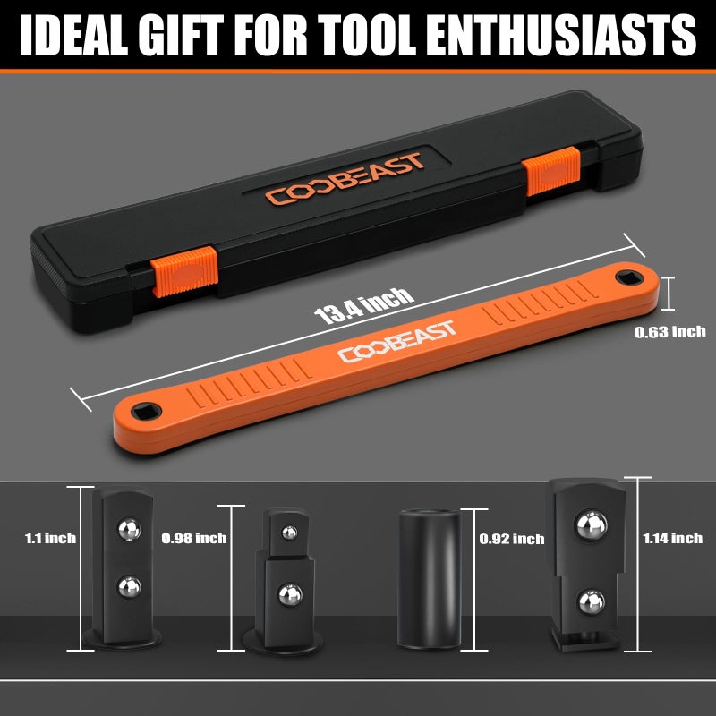 coobeast 3/8 inch offset extension wrench Impact Ready Socket Wrench Extender Tool with Versatile 1/4", 3/8", and 1/2" Square Drive Adapters, Universal Extensions Wrench for Small Place - Image 3