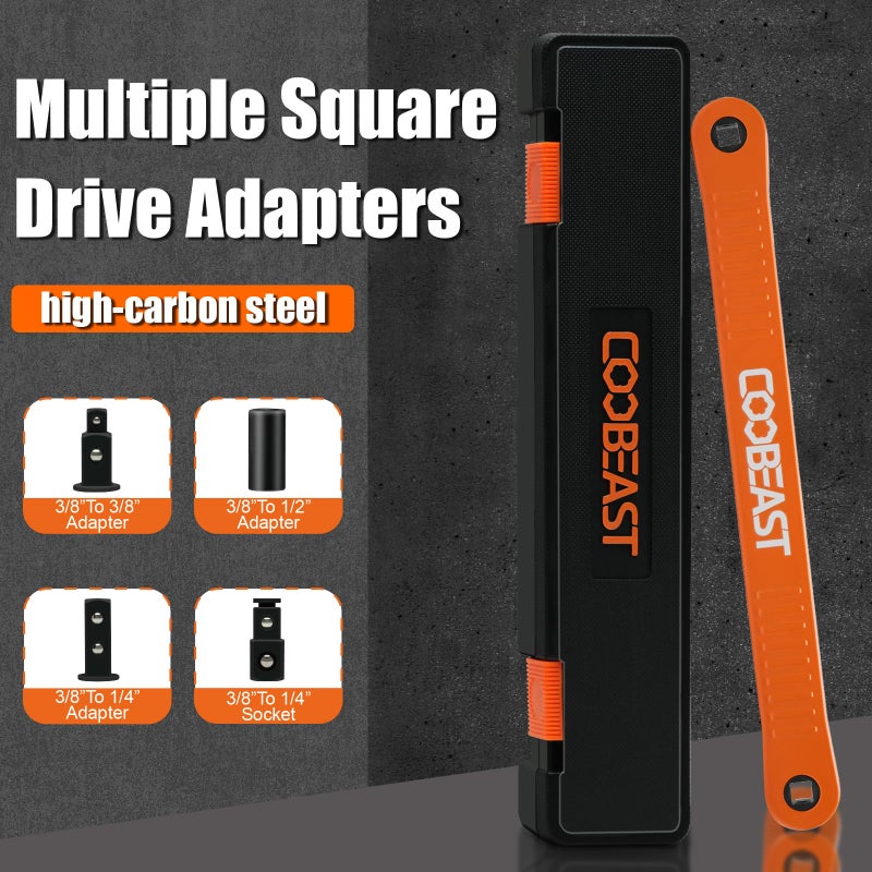 coobeast 3/8 inch offset extension wrench Impact Ready Socket Wrench Extender Tool with Versatile 1/4", 3/8", and 1/2" Square Drive Adapters, Universal Extensions Wrench for Small Place - Image 5