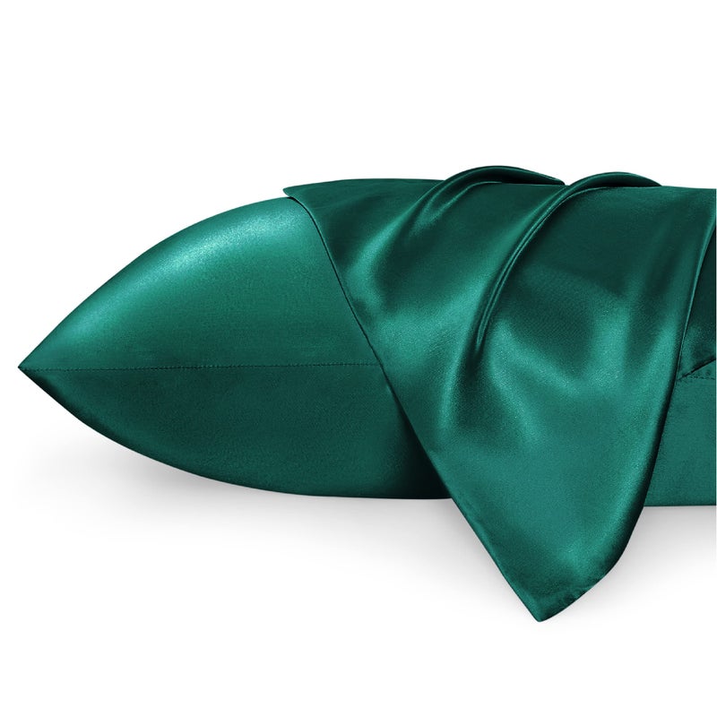 Bedsure Bedsure Satin Pillowcases Similar to Silk Pillow Cases Queen Size Set of 2 Pillow Case for Sleeping Women with Envelope Closure Gifts for Women Men Dark Green 20x30 Inches 