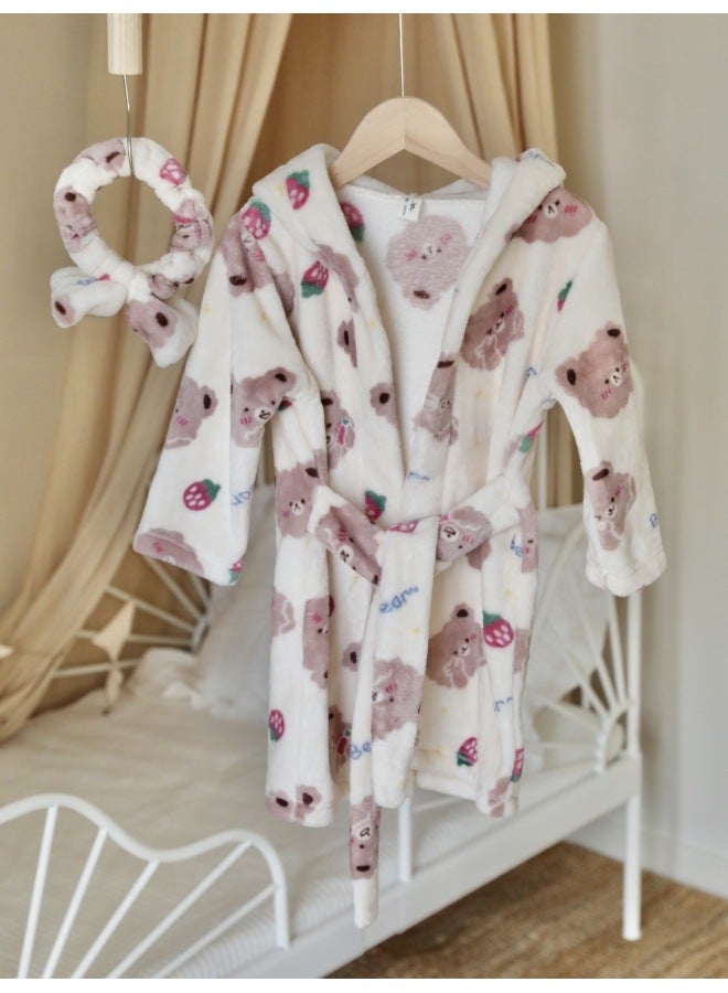 Children's Winter Coral Velvet Bathrobe For Boys And Girls Aged 2-5, Moisture-absorbing Bathrobe, Home Wear, Thickened And Warm Baby Pajamas