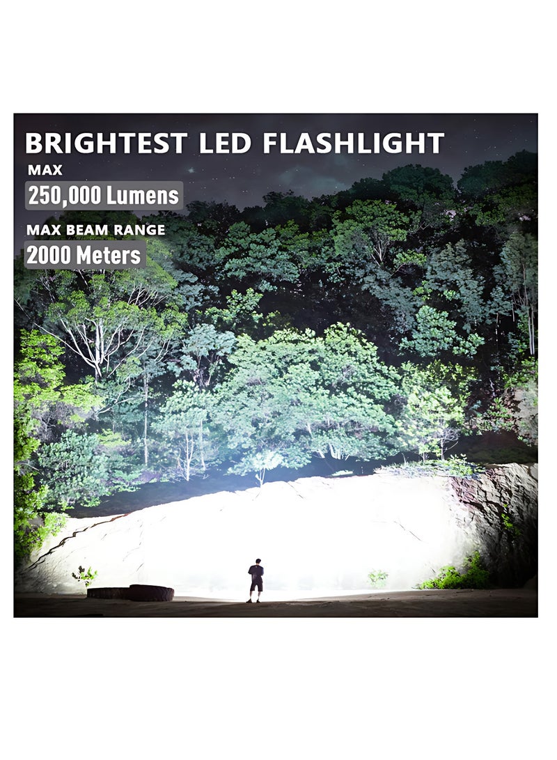 P90 Rechargeable LED Flashlight, 150000 High Lumens Super Bright Powerful Flash Lights, Handheld Large Flashlight Outdoor with 3 Modes, IPX7 Waterproof (Black) - Image 2