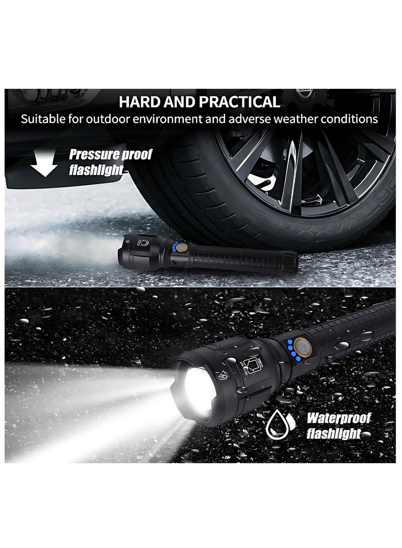 P90 Rechargeable LED Flashlight, 150000 High Lumens Super Bright Powerful Flash Lights, Handheld Large Flashlight Outdoor with 3 Modes, IPX7 Waterproof (Black) - Image 5