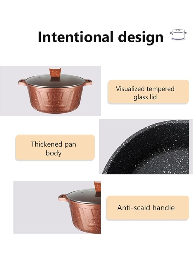 أكس سبرينج مجموعة أواني طهي جرانيت غير لاصقة من 10 قطع، خالية من حمض بيرفلورو الأوكتانويك، مصنوعة من الألومنيوم المتين للطهي العائلي في السعودية، أواني عميقة 20/24/28/32 سم مع أغطية زجاجية + مقلاة ضحلة 28 سم مع غطاء زجاجي (أحمر) - Image 4