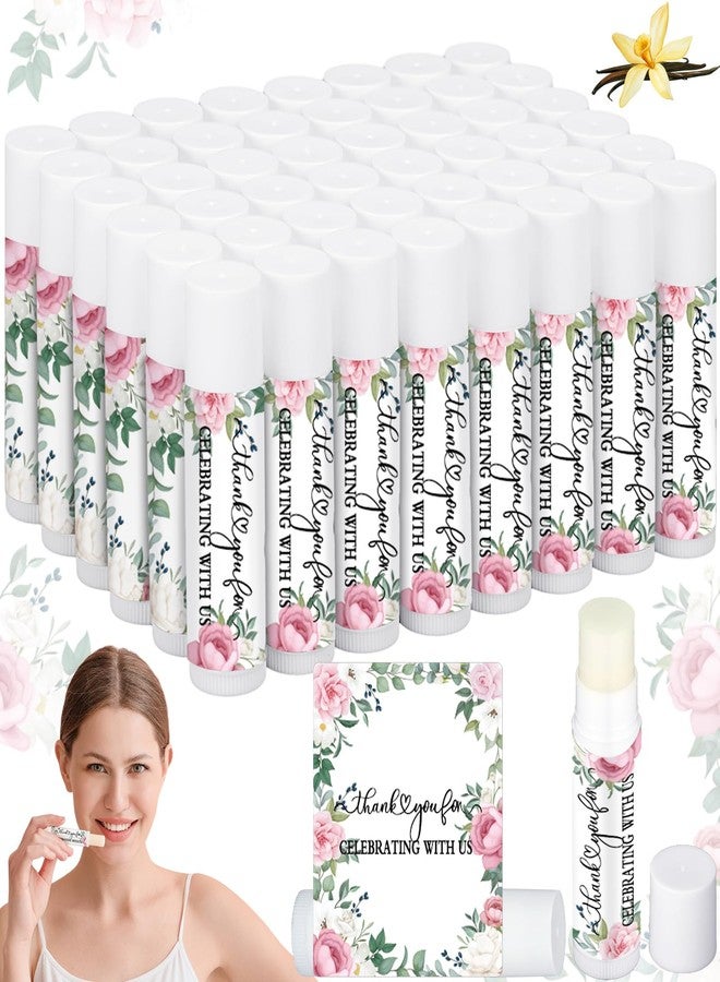 Siifert 50 Pcs Pink Flowers Wedding Bridal Shower Gifts Bulk Floral Lip Balm Baby Shower Party Favors Thank You Appreciation Gifts for Women Tea Bachelorette Party - Image 1