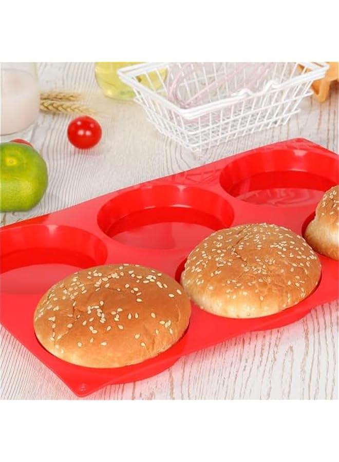 Jumbo Muffin Top Pan, Silicone Egg Molds for Breakfast Sandwiches 4 Inch Large Egg Baking Pan for Oven English muffins, Whoopie Pies, Corn Bread, Egg bites, Tarts 2 Pack Red - Image 3