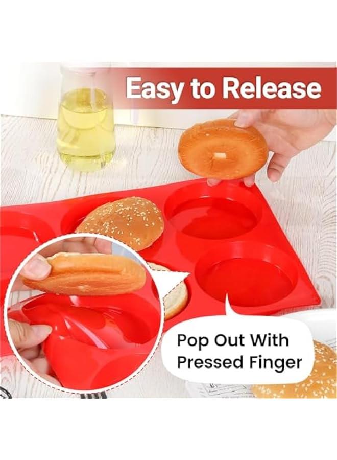 Jumbo Muffin Top Pan, Silicone Egg Molds for Breakfast Sandwiches 4 Inch Large Egg Baking Pan for Oven English muffins, Whoopie Pies, Corn Bread, Egg bites, Tarts 2 Pack Red - Image 5