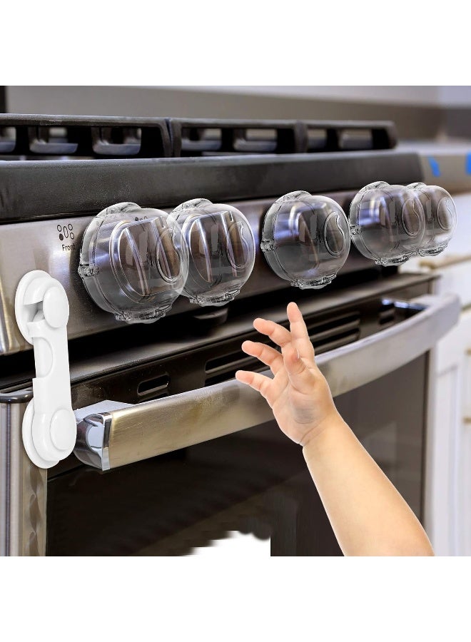 GRENFU Mom's Choice Gold Awards Winner - Stove Knob Covers for Child Safety (5 + 1 Pack) Double-Key Design and Upgraded Universal Size Gas Knob Covers Clear View Childproof Oven Knob Covers for Kids and Pets - Image 1